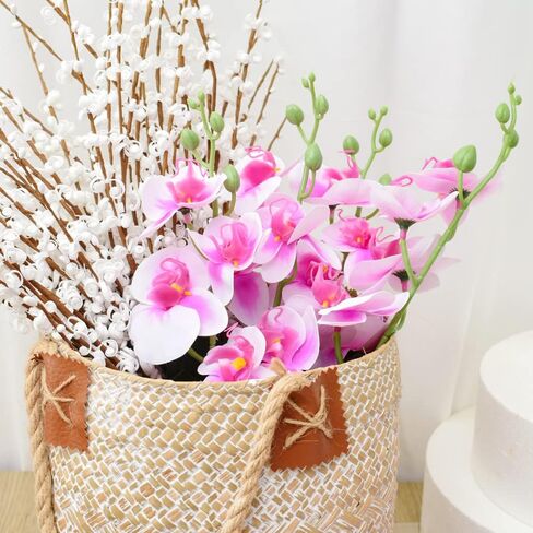 HUIANER Artificial Phalaenopsis Flowers 4 Pcs, 15" Fake Silk Orchids with Stem Leaves for Valentine's Day Home Office Wedding Party Décor (White) in Saudi Arabia