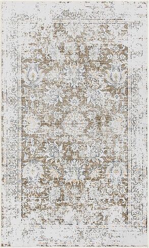 Vintage Floral Washable 8x10 Rug, Boho Large Rugs for Living Room Lightweight Area Rug Indoor Green Print Non Slip Carpet Distressed Bedroom Rugs Dining Room Office in Saudi Arabia