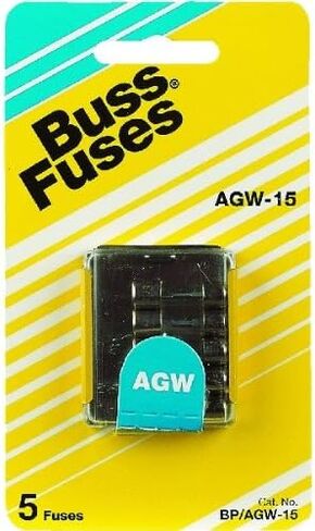 Bussmann BP/AGW-15-RP Automotive Glass Fuse (1/4" X 7/8" 15 Amp), 5 Pack in Saudi Arabia