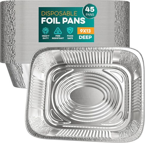Aluminum Pans 9x13 [30 Pack] Aluminum Foil Pans Trays - Disposable Pans for Baking, BBQ Grilling, Roasting, Cake Serving Dishes, Catering Supplies, Steam Table Chafing Pans, Half Size Tin Foil Pan in Kuwait