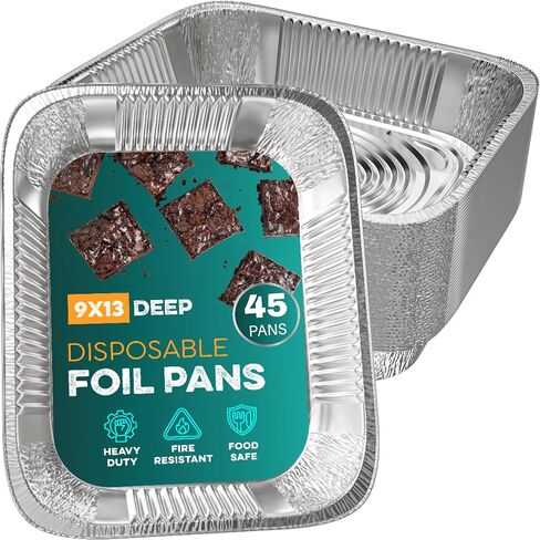 Aluminum Pans 9x13 [30 Pack] Aluminum Foil Pans Trays - Disposable Pans for Baking, BBQ Grilling, Roasting, Cake Serving Dishes, Catering Supplies, Steam Table Chafing Pans, Half Size Tin Foil Pan in Kuwait