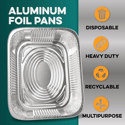 Aluminum Pans 9x13 [30 Pack] Aluminum Foil Pans Trays - Disposable Pans for Baking, BBQ Grilling, Roasting, Cake Serving Dishes, Catering Supplies, Steam Table Chafing Pans, Half Size Tin Foil Pan in Kuwait