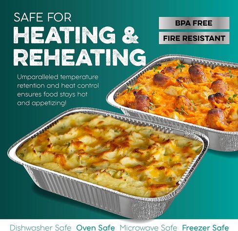Aluminum Pans 9x13 [30 Pack] Aluminum Foil Pans Trays - Disposable Pans for Baking, BBQ Grilling, Roasting, Cake Serving Dishes, Catering Supplies, Steam Table Chafing Pans, Half Size Tin Foil Pan in Kuwait