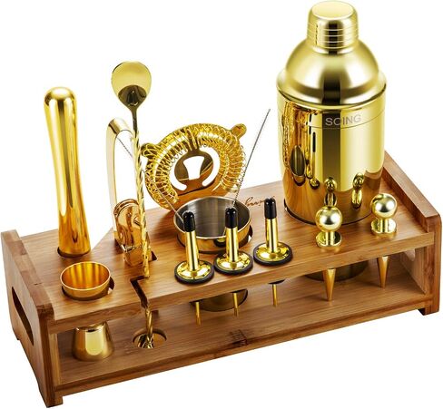 SOING 24-Piece Bartender Kit with Stand,Perfect Mixology Bar Kit Cocktail Shaker Set for Drink Mixing,Stainless Steel Bar Tools with All Needed Accessories,Recipes in Saudi Arabia