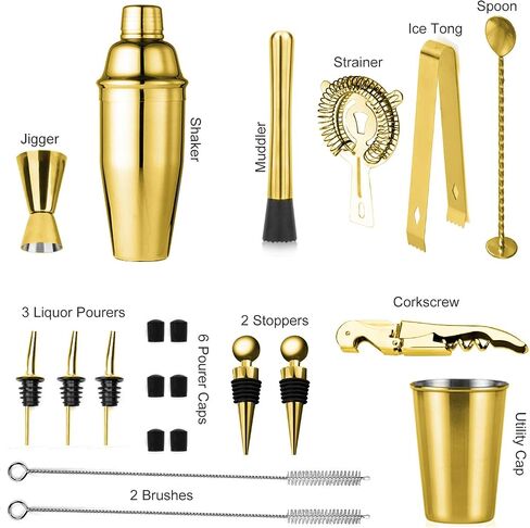 SOING 24-Piece Bartender Kit with Stand,Perfect Mixology Bar Kit Cocktail Shaker Set for Drink Mixing,Stainless Steel Bar Tools with All Needed Accessories,Recipes in Saudi Arabia