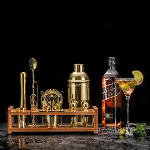 SOING 24-Piece Bartender Kit with Stand,Perfect Mixology Bar Kit Cocktail Shaker Set for Drink Mixing,Stainless Steel Bar Tools with All Needed Accessories,Recipes in Saudi Arabia