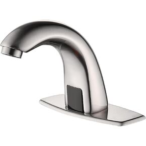 Automatic Touchless Bathroom Sink Faucet Bathroom Tap with Deck Plate, Battery or Plug-in Powered, Commercial Auto Motion Sensor Hot Cold Mixer Solid Brass Faucet, 1 Hole or 3 Hole, Chrome in Saudi Arabia