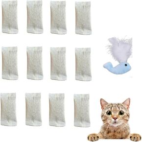 Carrot Catnip Cat Toys, Interactive Feather Cat Toys for Indoor Cats, Cat Puzzle Toys for Boredom and Mental Stimulation, 12 Squeaky Carrots with Treat Pockets and 12 Catnip Tea Bags