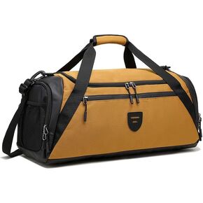 BSHG Sports Bag For Men & Women With Shoes Compartment And Wet Pocket, Sports Duffle Bag, Workout Bags For Gym Swimming Yoga,Waterproof Weekend Overnight Carry On Bag B-GA-001-Black