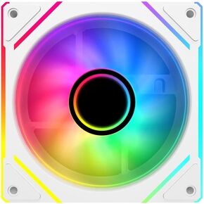 SAMA YF1203 Reverse PC Fan 120mm ARGB Case Cooler Fan، مرآة إنفينيتي - PWM - حزمة واحدة بيضاء in Kuwait