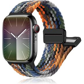 Magnetic Braided Stretchy Loop - Compatible with Apple Watch Band 40mm 41mm 44mm 45mm iWatch Bands Ultra/2 49mm 38mm 42mm Women Men,Elastic Woven Nylon Strap for Apple watch Series 9 8 7 6 5 4 3 2 SE