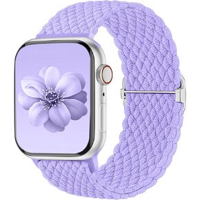 Lenrao Braided Nylon Solo Loop Compatible with Apple Watch Bands 49mm 45mm 44mm 42mm 41mm 40m 38mm for Women Men, Stretchy Breathable Adjustable Sport Straps for iWatch Series 9 8 7 6 5 4 3 SE Ultra