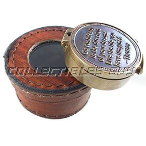 Nautical Compass Quote by Thoreau Vintage Antique Quote Leather Round Box Handmade Antique Compass Table Decor