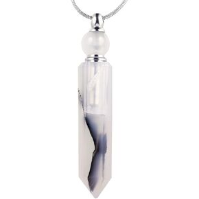 TUMBEELLUWA Essential Oil Diffuser Aromatherapy Stone Pendant Necklace for Unisex,Healing Crystal Point Gemstone Necklace for Women and Men, Fluorite Stone