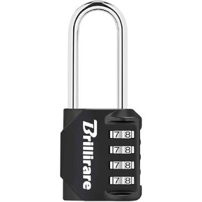 Combination Lock, 4-digit Padlock 2.3 Inch Long Shackle, Waterproof Zinc Alloy Outdoor Travel Luggage Locks Keyless for Backpack, Gym Locker, Hasp, Fence, Gate, Case, Toolbox-Silver