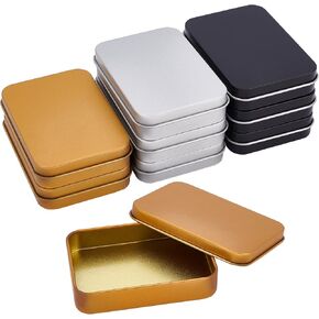 OLYCRAFT 5pcs Rectangular Tin Box Metal Tin Box with Lids Tinplate Boxes Mini Portable Box Containers for Beads Jewelry Storage Matte Gold Color 6.0x4.4x1.6 Inch