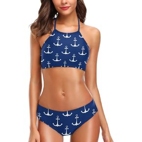 Naanle Womens Stylish Sexy Beach Hot 2 Piece Halter Neack High Waist Padded Swimsuit