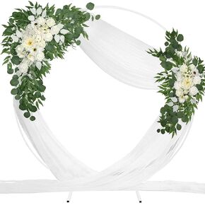 Artificial Flower Swags Wedding Arch Flowers Kit, 2 PCS Blue Floral Arrangements, 1 PC White Drape, Wedding Ceremony Decorations Reception Arch Backdrop Flower