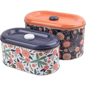 Framendino, 2 Pack Tin Trinket Coin Box Jewelry Storage Containers with Lid for Home Kitchen Decoration 2 Sizes Floret in Saudi Arabia