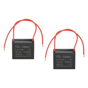 PATIKIL 8uF 450 V CBB61 Capacitor, 3Pcs Ceiling Fan Capacitor Motor Starting Capacitor Metalized Polypropylene Film Capacitors for Ceiling Fan Motor, Black