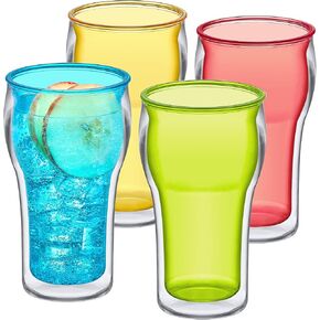 Amazing Abby - Rockies - 20-Ounce Insulated Plastic Tumblers (Set of 4), Double-Wall Plastic Drinking Glasses, All-Clear Reusable Plastic Cups, BPA-Free, Shatter-Proof, Dishwasher-Safe