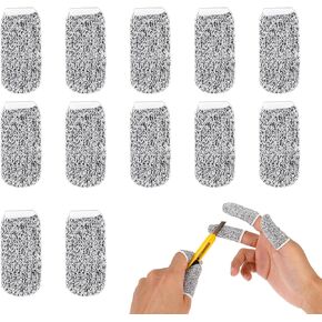 12 Pieces Cut Resistant Finger Cots Anti-Slip Finger Sleeve Protectors Reusable Thumb Anti-Cut Fingertips Covers Protection Guards Glove for Kitchen Sculpture Work Garden Picking