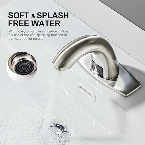 صنبور حوض الحمام الأوتوماتيكي بدون لمس، صنبور الحمام مع لوحة السطح، البطارية أو المكونات الإضافية، مستشعر الحركة التلقائي التجاري، خلاط ساخن وبارد، صنبور نحاسي صلب، فتحة واحدة أو 3 فتحات، كروم in Kuwait