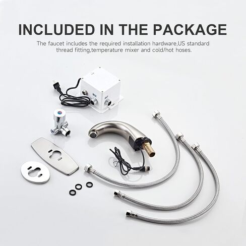 صنبور حوض الحمام الأوتوماتيكي بدون لمس، صنبور الحمام مع لوحة السطح، البطارية أو المكونات الإضافية، مستشعر الحركة التلقائي التجاري، خلاط ساخن وبارد، صنبور نحاسي صلب، فتحة واحدة أو 3 فتحات، كروم in Kuwait