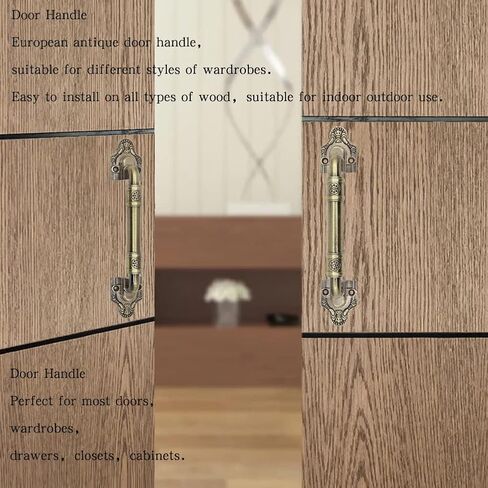 Sliding Barn Door Pull Handle Hardware for Wooden Garden Gate Shed Cabinet Door Large Wooden Door Handle Antique doorknob Vintage Door Handle (2, Bronze Tone7.87in) in Saudi Arabia