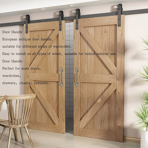 Sliding Barn Door Pull Handle Hardware for Wooden Garden Gate Shed Cabinet Door Large Wooden Door Handle Antique doorknob Vintage Door Handle (2, Bronze Tone7.87in) in Saudi Arabia