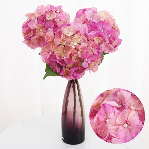 3Pcs 21" Hydrangea Artificial Flowers, Large Real Touch Hydrangea, Lifelike Faux Blue hydrangeas, Fake Hydrangea Stems Perfect for Home Decor, Wedding, Party, Christmas,Centerpiece Decor- Blue in Kuwait