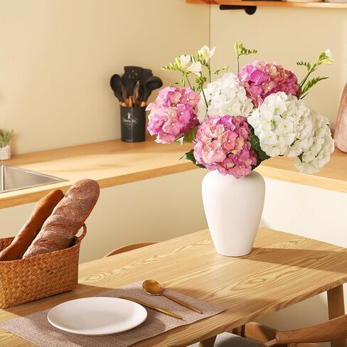 3Pcs 21" Hydrangea Artificial Flowers, Large Real Touch Hydrangea, Lifelike Faux Blue hydrangeas, Fake Hydrangea Stems Perfect for Home Decor, Wedding, Party, Christmas,Centerpiece Decor- Blue in Kuwait