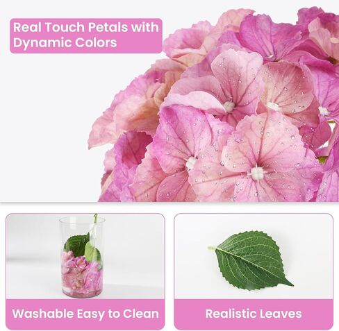 3Pcs 21" Hydrangea Artificial Flowers, Large Real Touch Hydrangea, Lifelike Faux Blue hydrangeas, Fake Hydrangea Stems Perfect for Home Decor, Wedding, Party, Christmas,Centerpiece Decor- Blue in Kuwait