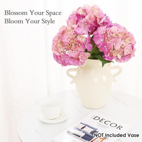 3Pcs 21" Hydrangea Artificial Flowers, Large Real Touch Hydrangea, Lifelike Faux Blue hydrangeas, Fake Hydrangea Stems Perfect for Home Decor, Wedding, Party, Christmas,Centerpiece Decor- Blue in Kuwait