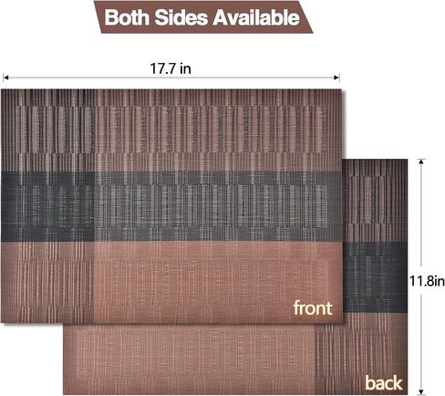 Beige White Placemats Set of 4 - Easy Clean Modern Durable Washable Vinyl Place Mats - Heat Resistant Placemats for Kitchen Table - PVC Table Mats for Dining Table(Beige White with Stripes, 4) in Saudi Arabia