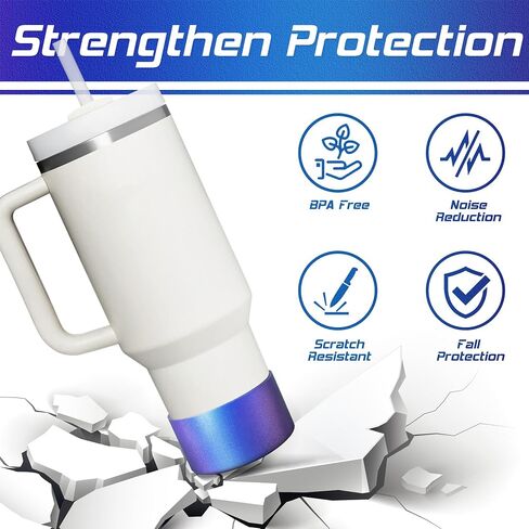 Chameleon Gradient Matte Luster Silicone Boot, Compatible with Stanley Tumblers 20-40oz and 12-24oz Water Bottles with 2.8-3in Base, Anti-Slip Glitter Bottom Protector Rubber Sleeve in Saudi Arabia