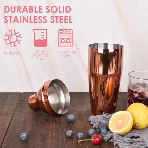 Bartender Kit with Stylish Bamboo Stand, 12 Piece 25oz Cocktail Shaker Set for Mixed Drink, Professional Stainless Steel Bar Tool Set with Cocktail Recipes Bookle, Gift for Man Dad Friend in Saudi Arabia