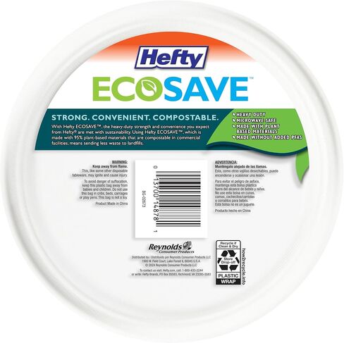 Hefty ECOSAVE Compostable Paper Plates, 8-3/4 Inch, 60 Count in Saudi Arabia