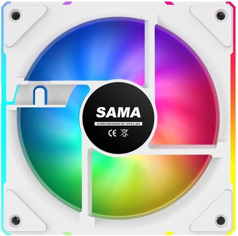 SAMA YF1203 Reverse PC Fan 120mm ARGB Case Cooler Fan,Infinity Mirror - PWM - Single Pack White in Saudi Arabia