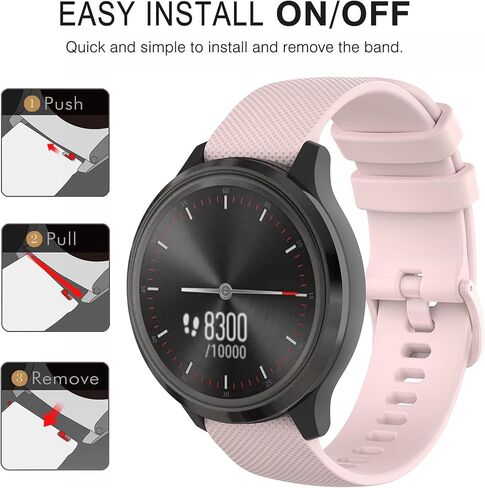 حزام لـ Garmin Vivomove 3، سوار ساعة بديل من السيليكون الناعم لـ Garmin Vivomove 3 / Vivomove Luxe/Vivomove Style/Venu/Vivomove/Vivomove HR Sport Style (عرض 20 ملم) (بدون متعقب) in Kuwait