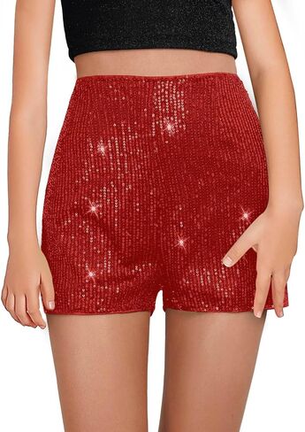 CharmWM Girls Sequin Shorts Elastic Straight Leg Sparkly Glitter Party High Waist Shorts 5-14 Years in Saudi Arabia