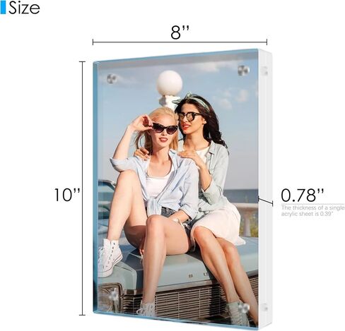 إطار صورة أكريليك مقاس 8 × 10، إطار صور بدون إطار مغناطيسي شفاف مزدوج الجوانب، شاشة عائمة لسطح المكتب، إطار أكريليك شفاف، قائم حر، سهل استبدال الصور. in Kuwait