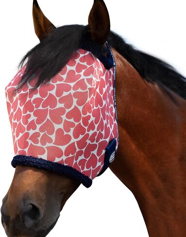 Harrison Howard All Round Mesh Horse Fly Mask UV Protective with Fleece Padded Edging and Fun Prints Forelock Opening Design Mask for Horse Hearts Large in Kuwait