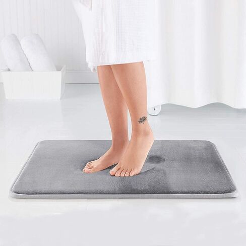 WPM WORLD PRODUCTS MART Black Memory Foam Bath Mat-Incredibly Soft and Absorbent Rug, Cozy Velvet Non-Slip Mats Use for Kitchen or Bathroom (17 Inch x 24 Inch, Black) in Saudi Arabia