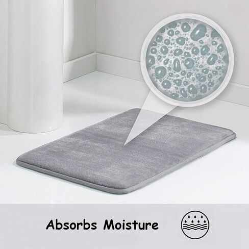 WPM WORLD PRODUCTS MART Black Memory Foam Bath Mat-Incredibly Soft and Absorbent Rug, Cozy Velvet Non-Slip Mats Use for Kitchen or Bathroom (17 Inch x 24 Inch, Black) in Saudi Arabia