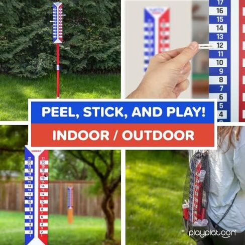 Play Platoon Cornhole Scoreboard Vertical Score Keeper Board & Accessories 4 Magnets, 4 Clothes Pin, PVC Tower Stand & Carry Bag Holder for Professional Corn Hole Bag Tournament in Saudi Arabia