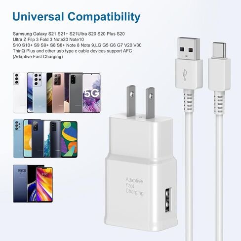 Type C Charger Fast Charging, 3Pack USB C Android Phone Wall Charger Block & 6ft Charge Cable Cord, for Samsung Galaxy S10 Plus/ S10e/ S9/ S8 (PLUS, Active), S22/ S21/ S20 (Ultra/ +), Note 10 9 8 in Kuwait