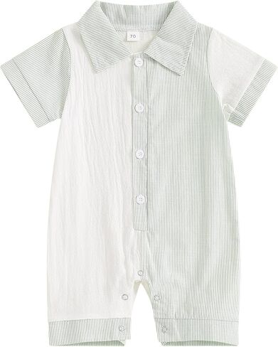 BemeyourBBs Newborn Baby Boy Clothes Short Sleeve Dress Shirt Romper | Newborn Baby Boy Clothes for Summer Spring, Short Sleeve Dress Shirt Romper Jumpsuit for Gentleman Outfit, Photoshoot, Gift in Saudi Arabia