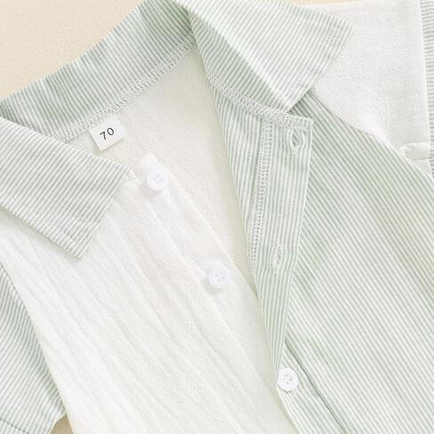 BemeyourBBs Newborn Baby Boy Clothes Short Sleeve Dress Shirt Romper | Newborn Baby Boy Clothes for Summer Spring, Short Sleeve Dress Shirt Romper Jumpsuit for Gentleman Outfit, Photoshoot, Gift in Saudi Arabia