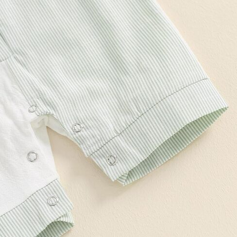 BemeyourBBs Newborn Baby Boy Clothes Short Sleeve Dress Shirt Romper | Newborn Baby Boy Clothes for Summer Spring, Short Sleeve Dress Shirt Romper Jumpsuit for Gentleman Outfit, Photoshoot, Gift in Saudi Arabia